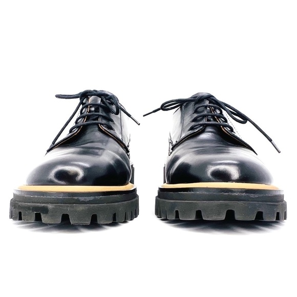 Paul Green Oxford Shoes Size 9 Laced Super Soft Black Leather Lug Sole Menswear - Picture 3 of 16